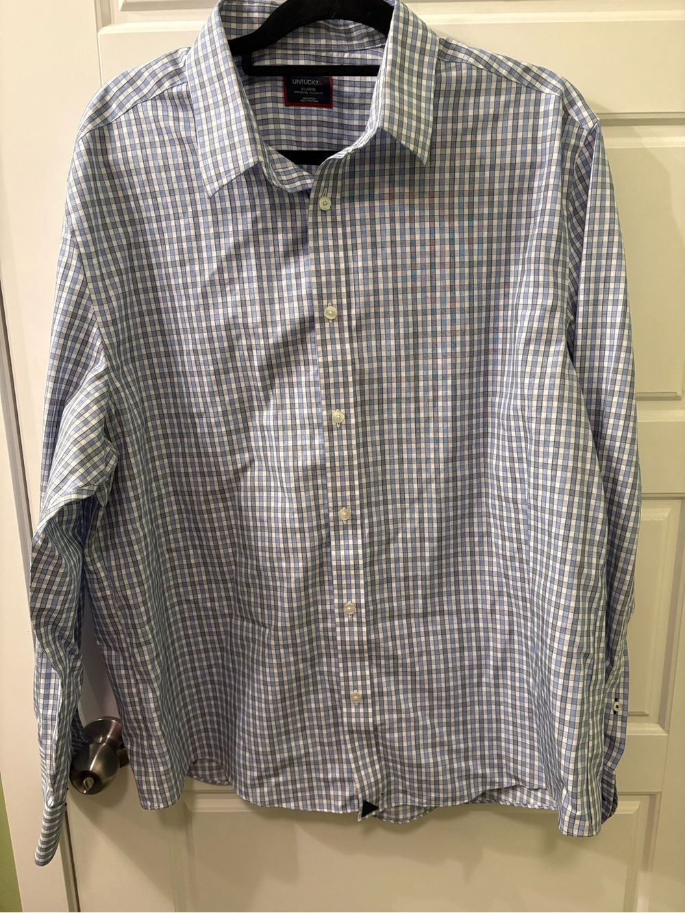 UNTUCKit Blue & White Checked Dress Shirt